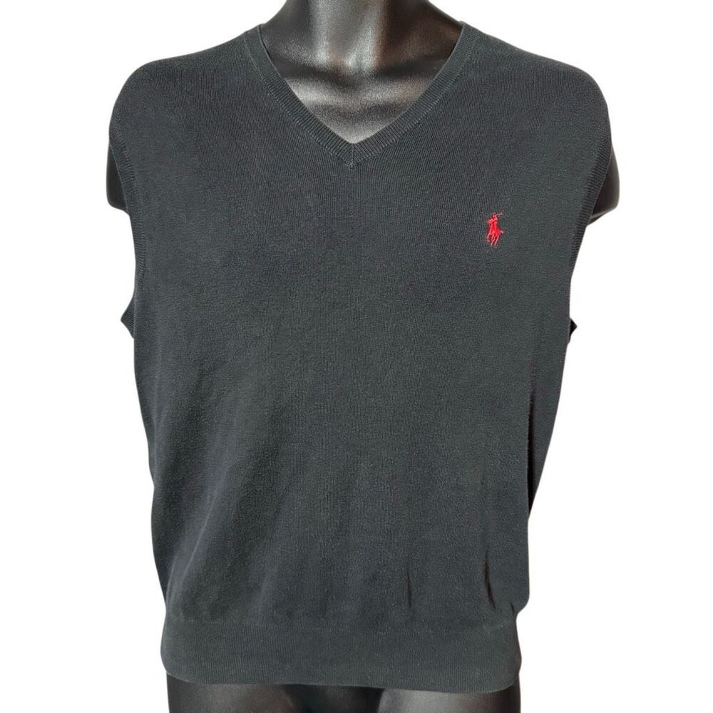 Polo by Ralph Lauren Black V-Neck Knit Sleeveless Sweater Vest Men’s Medium
